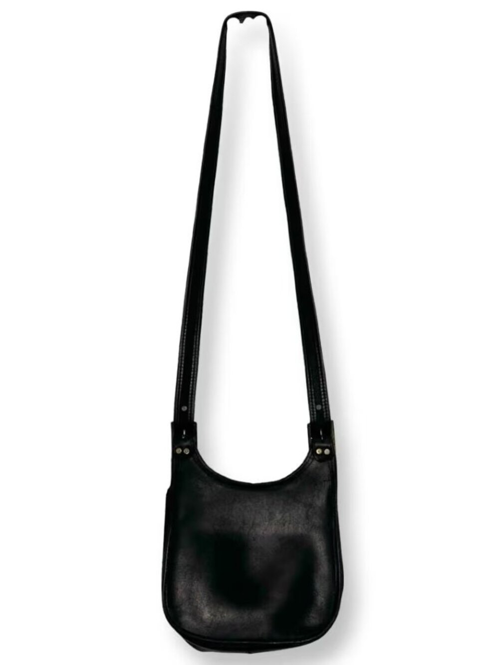 Vintage Early 90’s Black Leather Coach NYC Saddle Bag